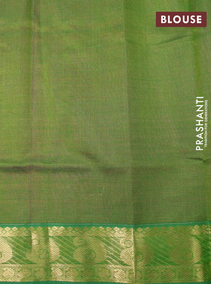 Silk cotton saree pink and light green with allover vairaosi pattern and paisley zari woven border