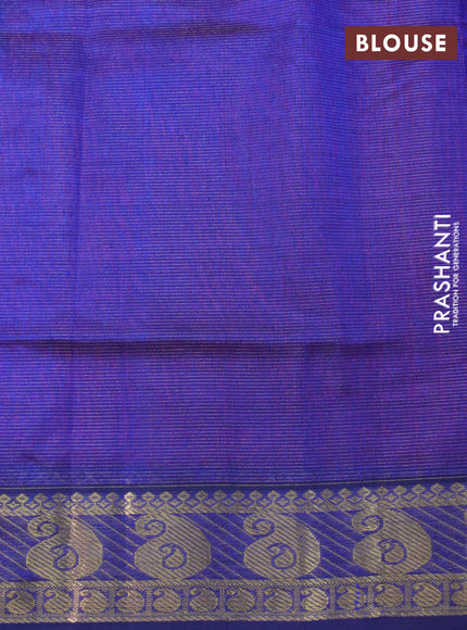 Silk cotton saree maroon and blue with allover vairaosi pattern and paisley zari woven border