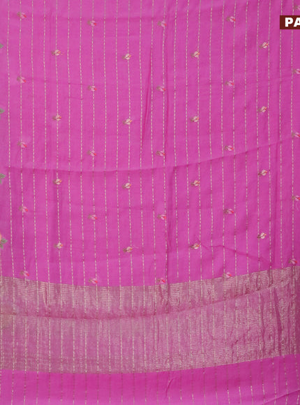 Assam silk saree light pink with allover zari weaves & embroidery work buttas and floral design embroidery work zari border