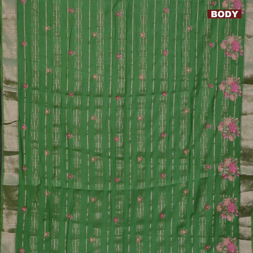 Assam silk saree green with allover zari weaves & embroidery work buttas and zari woven border