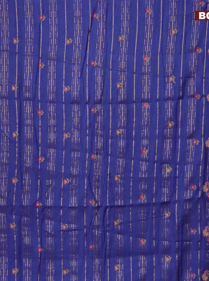 Assam silk saree blue with allover zari weaves & embroidery work buttas and zari woven border