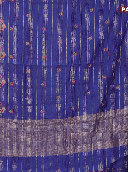 Assam silk saree blue with allover zari weaves & embroidery work buttas and zari woven border