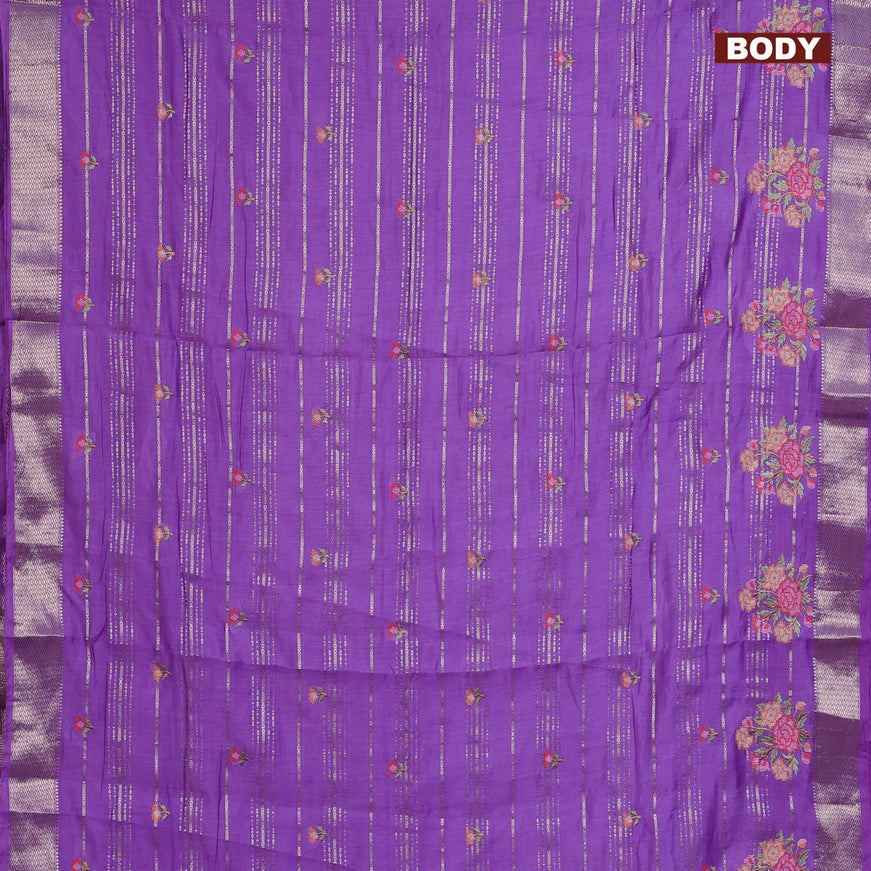 Assam silk saree lavender shade with allover zari weaves & embroidery work buttas and zari woven border