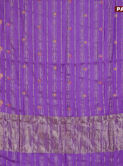 Assam silk saree lavender shade with allover zari weaves & embroidery work buttas and zari woven border