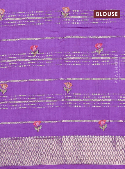 Assam silk saree lavender shade with allover zari weaves & embroidery work buttas and zari woven border