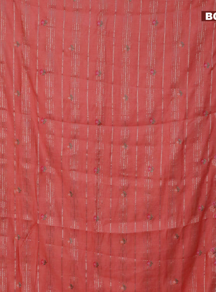 Assam silk saree peach orange with allover zari weaves & embroidery work buttas and zari woven border