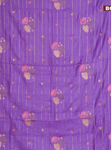 Assam silk saree lavender shade with allover zari weaves & embroidery work buttas and zari woven border