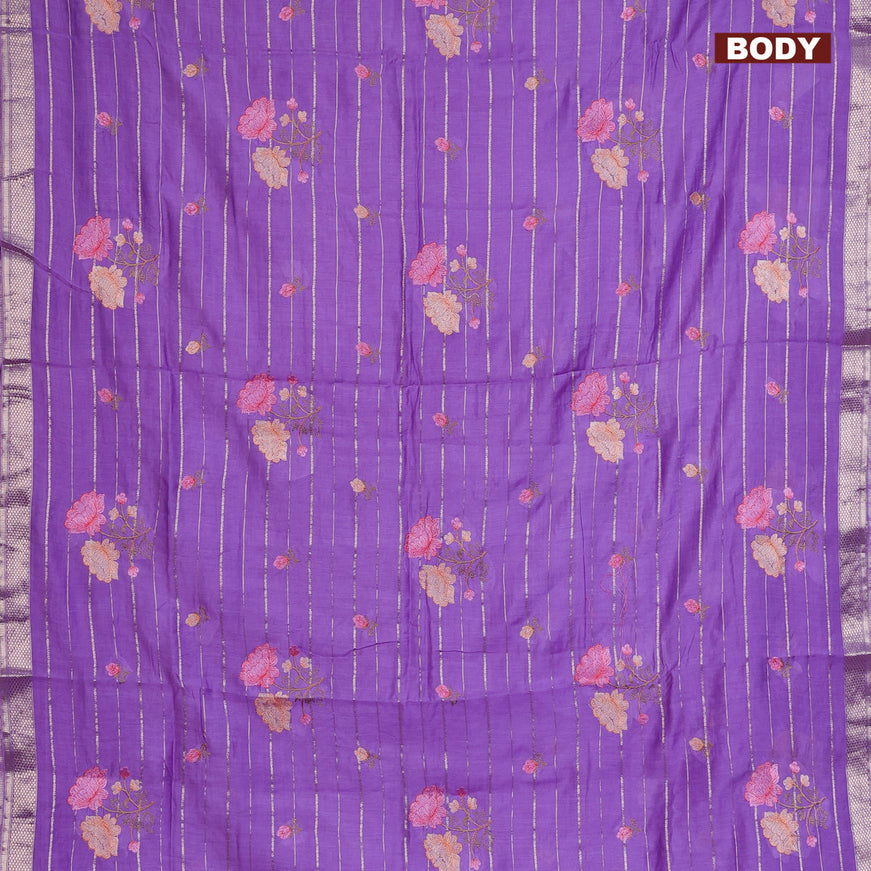 Assam silk saree lavender shade with allover zari weaves & embroidery work buttas and zari woven border