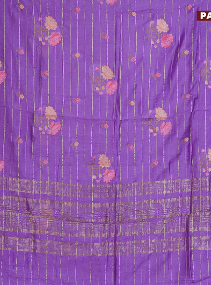 Assam silk saree lavender shade with allover zari weaves & embroidery work buttas and zari woven border