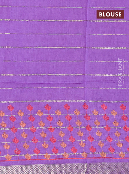 Assam silk saree lavender shade with allover zari weaves & embroidery work buttas and zari woven border