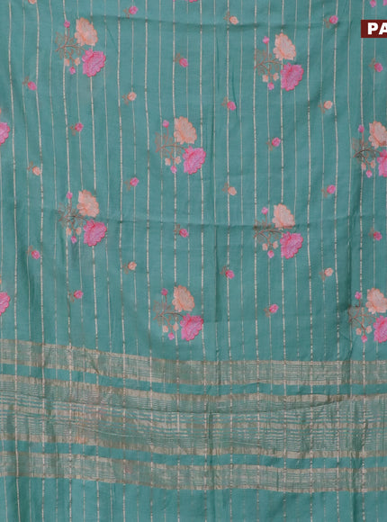 Assam silk saree pastel green with allover zari weaves & embroidery work buttas and zari woven border