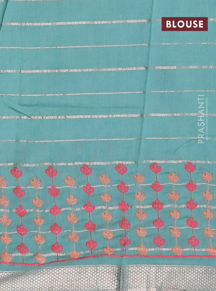 Assam silk saree pastel green with allover zari weaves & embroidery work buttas and zari woven border