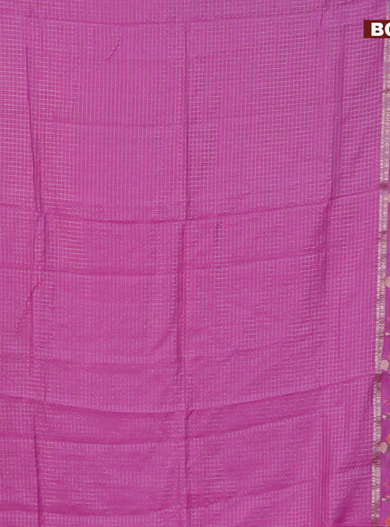 Assam silk saree lotus pink with allover zari checked pattern and floral design embroidery work zari border