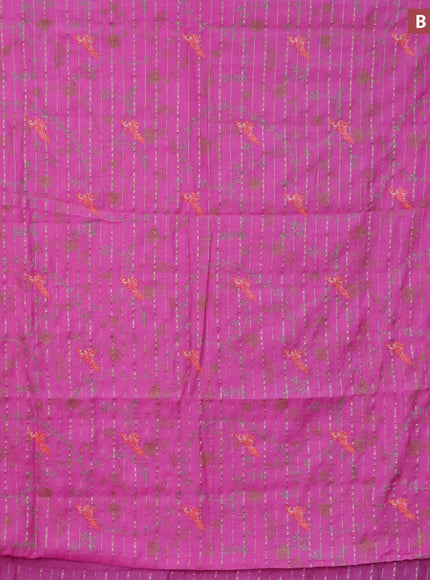 Assam silk saree pink with allover zari weaves & embroidery work buttas and zari woven border