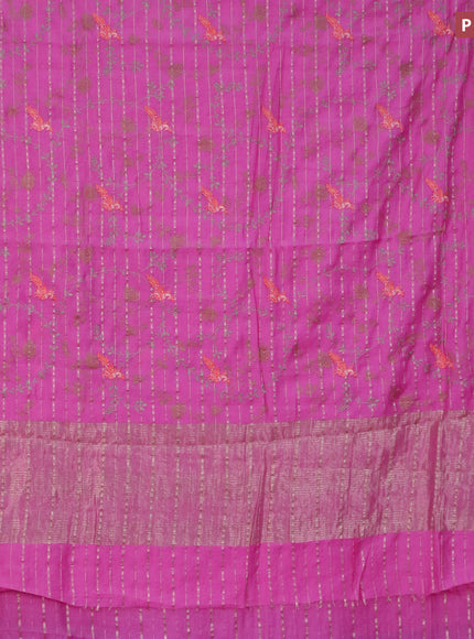 Assam silk saree pink with allover zari weaves & embroidery work buttas and zari woven border