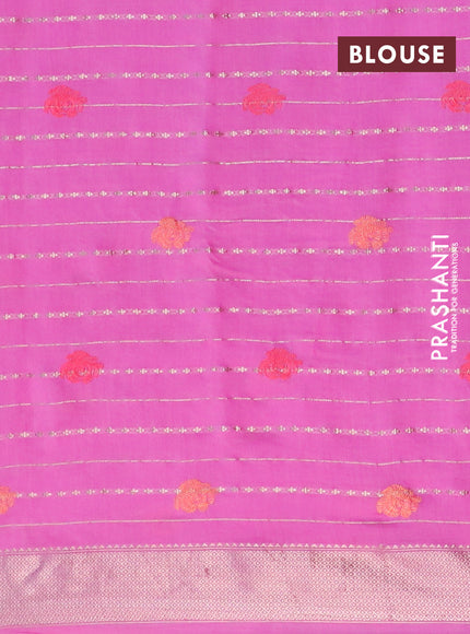 Assam silk saree pink with allover zari weaves & embroidery work buttas and zari woven border