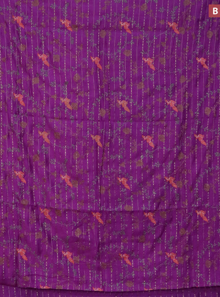 Assam silk saree purple with allover zari weaves & embroidery work buttas and zari woven border