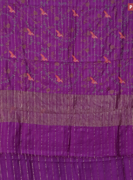 Assam silk saree purple with allover zari weaves & embroidery work buttas and zari woven border