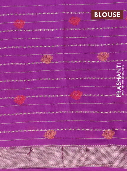 Assam silk saree purple with allover zari weaves & embroidery work buttas and zari woven border