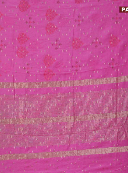 Assam silk saree pink and peach shade with allover embroidery work & zari buttas and zari woven border