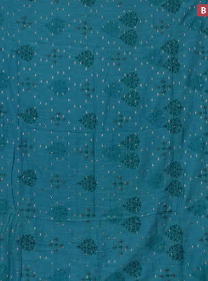 Assam silk saree blue shade with allover embroidery work & zari buttas and zari woven border