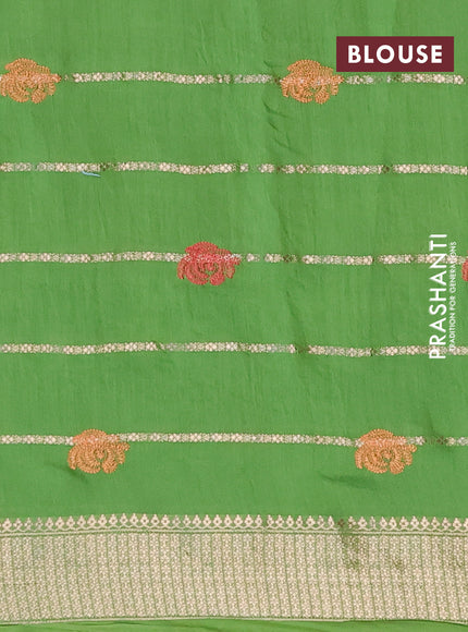 Assam silk saree green with allover zari weaves & embroidery work buttas and zari woven border