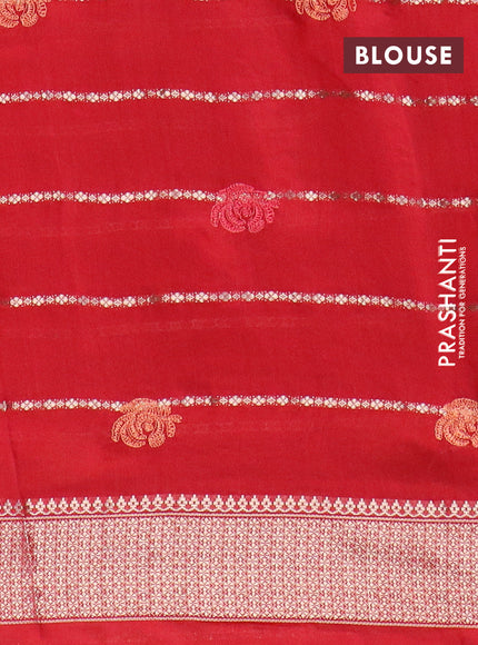 Assam silk saree red with allover zari weaves & embroidery work buttas and zari woven border