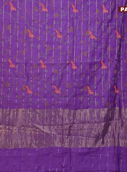 Assam silk saree lavender shade with allover zari weaves & embroidery work buttas and zari woven border