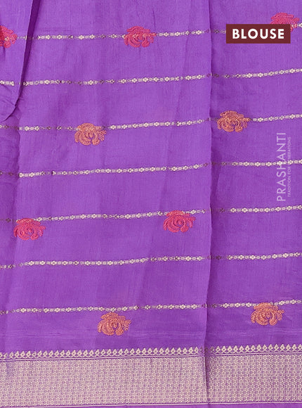 Assam silk saree lavender shade with allover zari weaves & embroidery work buttas and zari woven border