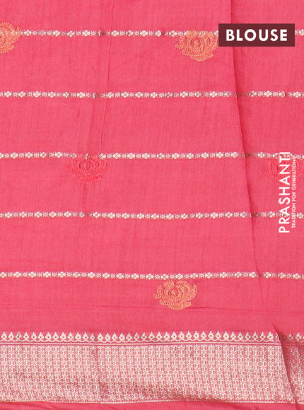 Assam silk saree pink shade with allover zari weaves & embroidery work buttas and zari woven border