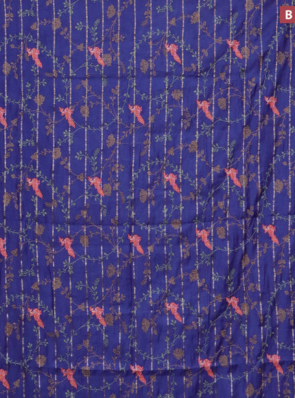 Assam silk saree dark blue with allover zari weaves & embroidery work buttas and zari woven border