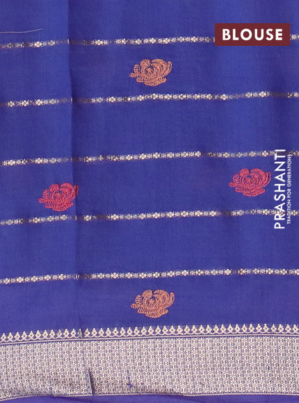 Assam silk saree dark blue with allover zari weaves & embroidery work buttas and zari woven border