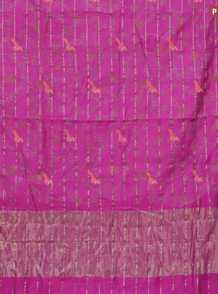 Assam silk saree pink with allover zari weaves & embroidery work buttas and zari woven border