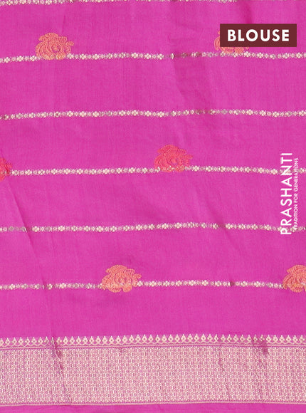 Assam silk saree pink with allover zari weaves & embroidery work buttas and zari woven border