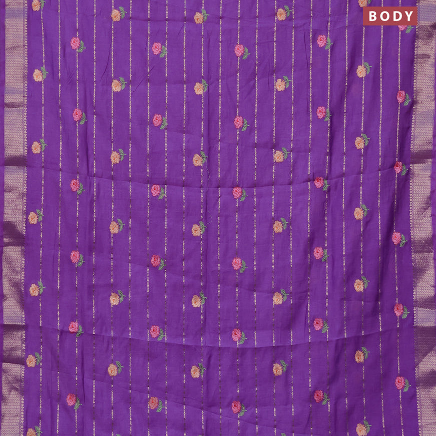 Assam silk saree lavender with allover zari weaves & embroidery work buttas and zari woven border