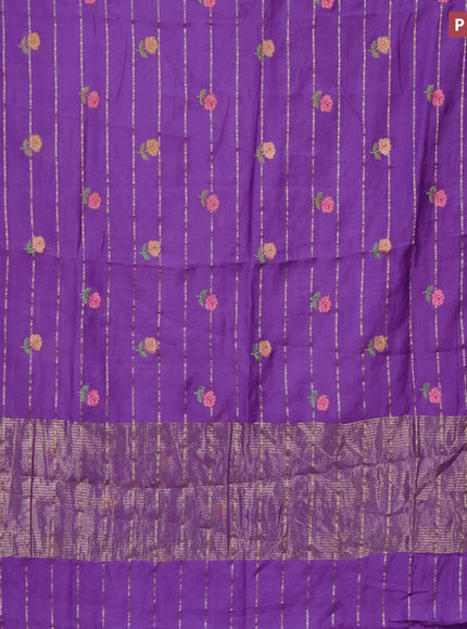 Assam silk saree lavender with allover zari weaves & embroidery work buttas and zari woven border