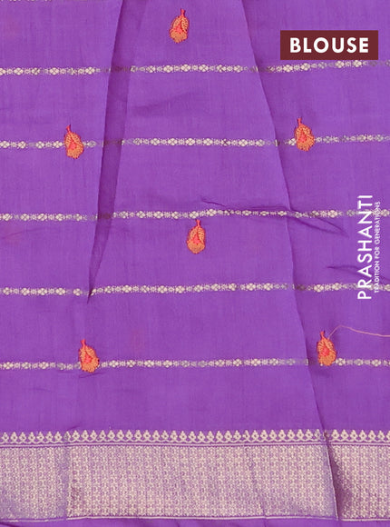 Assam silk saree lavender with allover zari weaves & embroidery work buttas and zari woven border