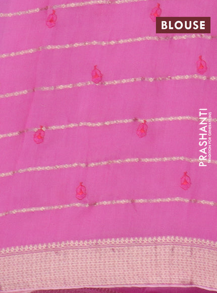 Assam silk saree light pink with allover zari weaves & embroidery work buttas and zari woven border