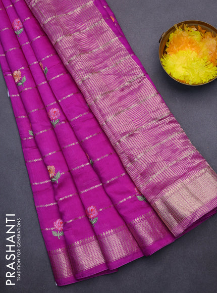 Assam silk saree pink with allover zari weaves & embroidery work buttas and zari woven border