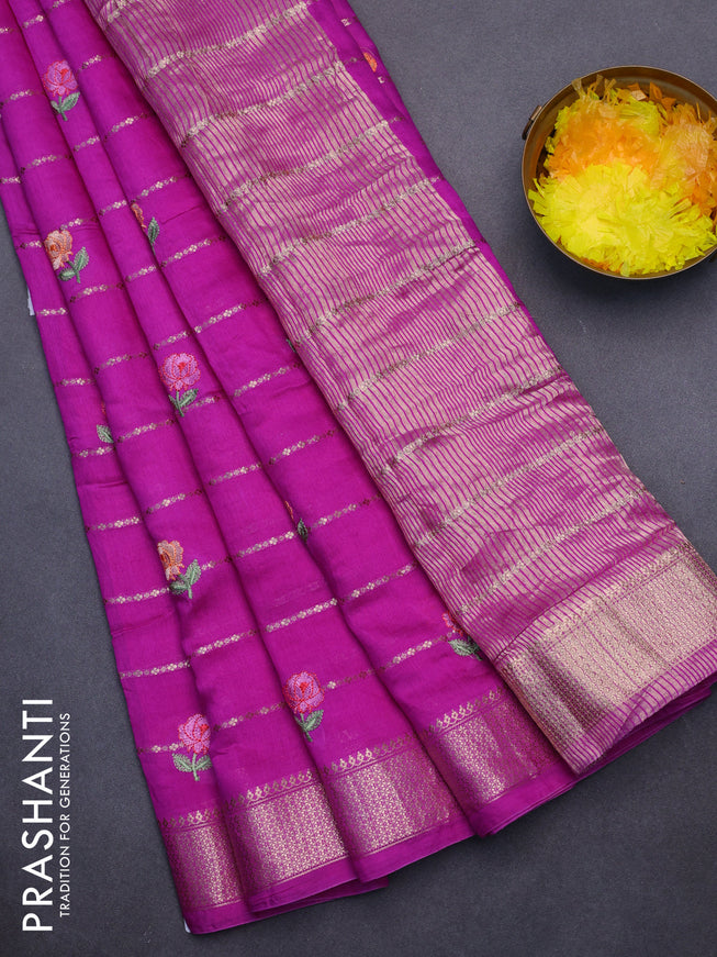 Assam silk saree pink with allover zari weaves & embroidery work buttas and zari woven border