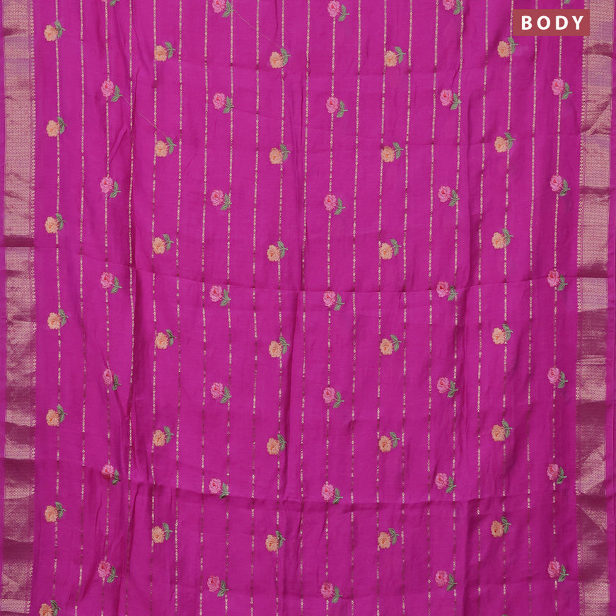 Assam silk saree pink with allover zari weaves & embroidery work buttas and zari woven border