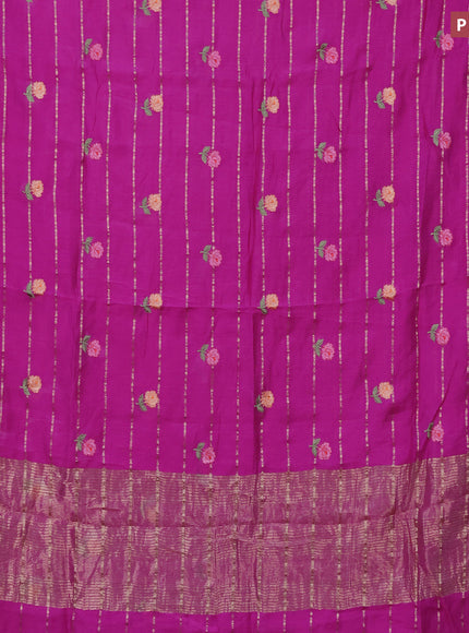 Assam silk saree pink with allover zari weaves & embroidery work buttas and zari woven border