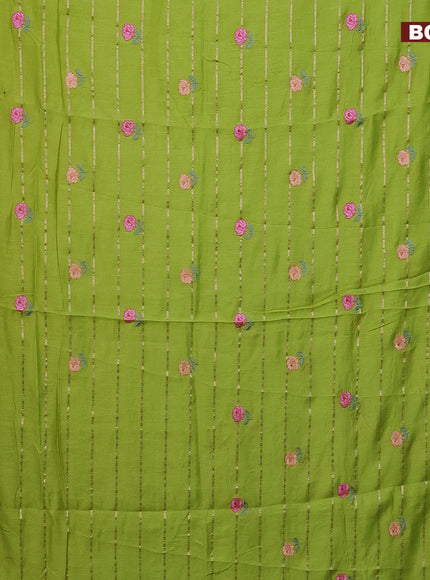 Assam silk saree light green with allover zari weaves & embroidery work buttas and zari woven border