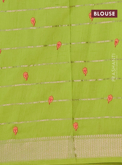 Assam silk saree light green with allover zari weaves & embroidery work buttas and zari woven border