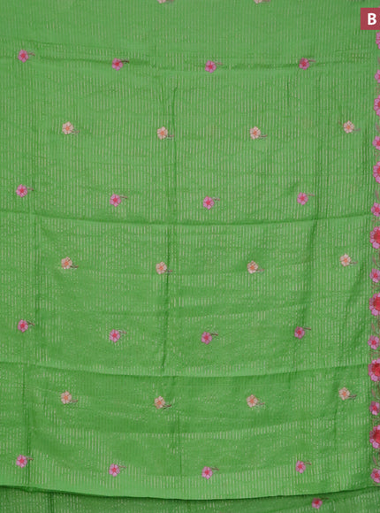 Assam silk saree light green with allover zari weaves & embroidery work buttas and zari woven border