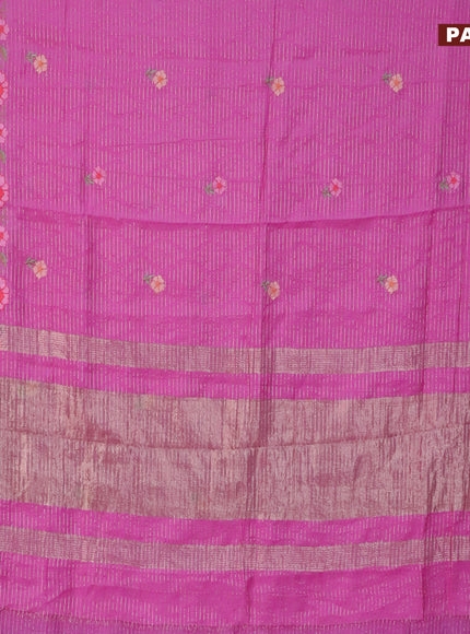 Assam silk saree pink with allover zari weaves & embroidery work buttas and zari woven border