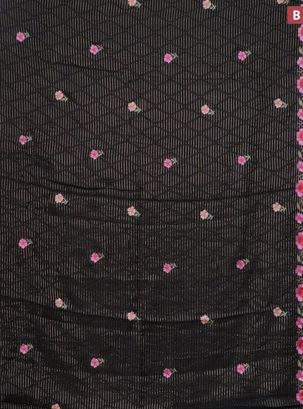 Assam silk saree black with allover zari weaves & embroidery work buttas and zari woven border