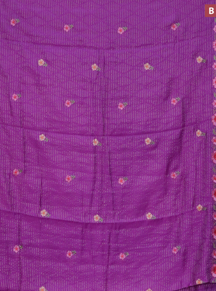 Assam silk saree purple with allover zari weaves & embroidery work buttas and zari woven border