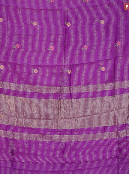 Assam silk saree purple with allover zari weaves & embroidery work buttas and zari woven border