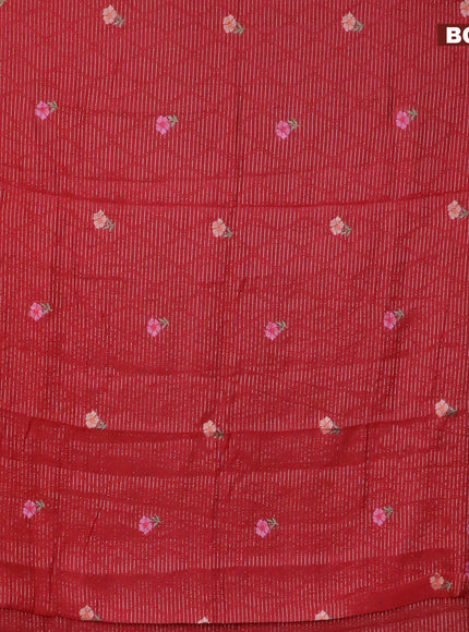 Assam silk saree red with allover zari weaves & embroidery work buttas and zari woven border